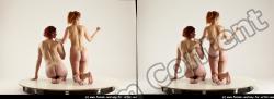 Nude Woman - Woman White Slim long red 3D Stereoscopic poses Pinup